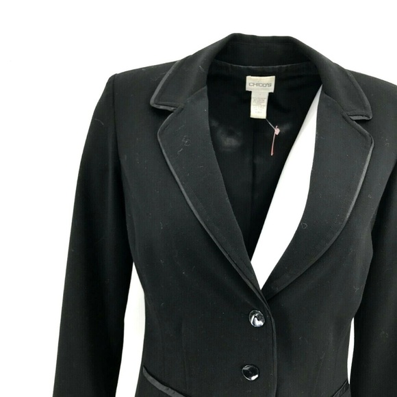 Chico's Notch Lapel Triple Button Blazer Sz 0/S/4 - Picture 2 of 7